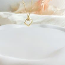 【精緻禮盒】方框鋯石花朵項鍊 18KGF－桂香 #輕珠寶 優雅 古典