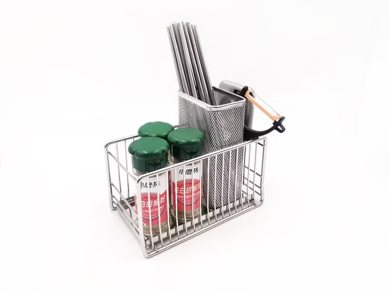 活動式設計　304不鏽鋼　筷子籃 置物籃附水盤置物架餐具架瀝水架