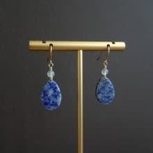 水滴形蘇打石 14Kgf 包金耳環 青花瓷色系 | 復古唐頓 四季 夏晴