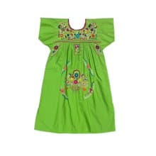 墨西哥Puebla綠色手工刺繡洋裝-小尺寸
