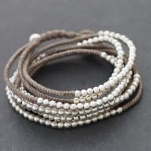 包裹串珠手鍊銀灰褐色編織手鍊項鍊多功能