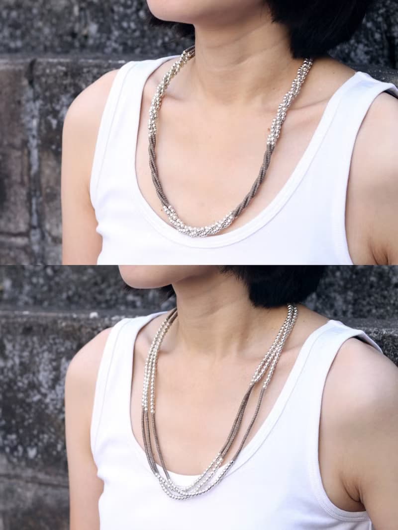 包裹串珠手鍊銀灰褐色編織手鍊項鍊多功能