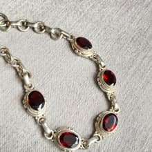 天然 切面 石榴石 手鍊 尼泊爾 手工製 925純銀