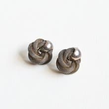 【蛋植物古着】交疊閃鏈金屬耳夾古董耳環
