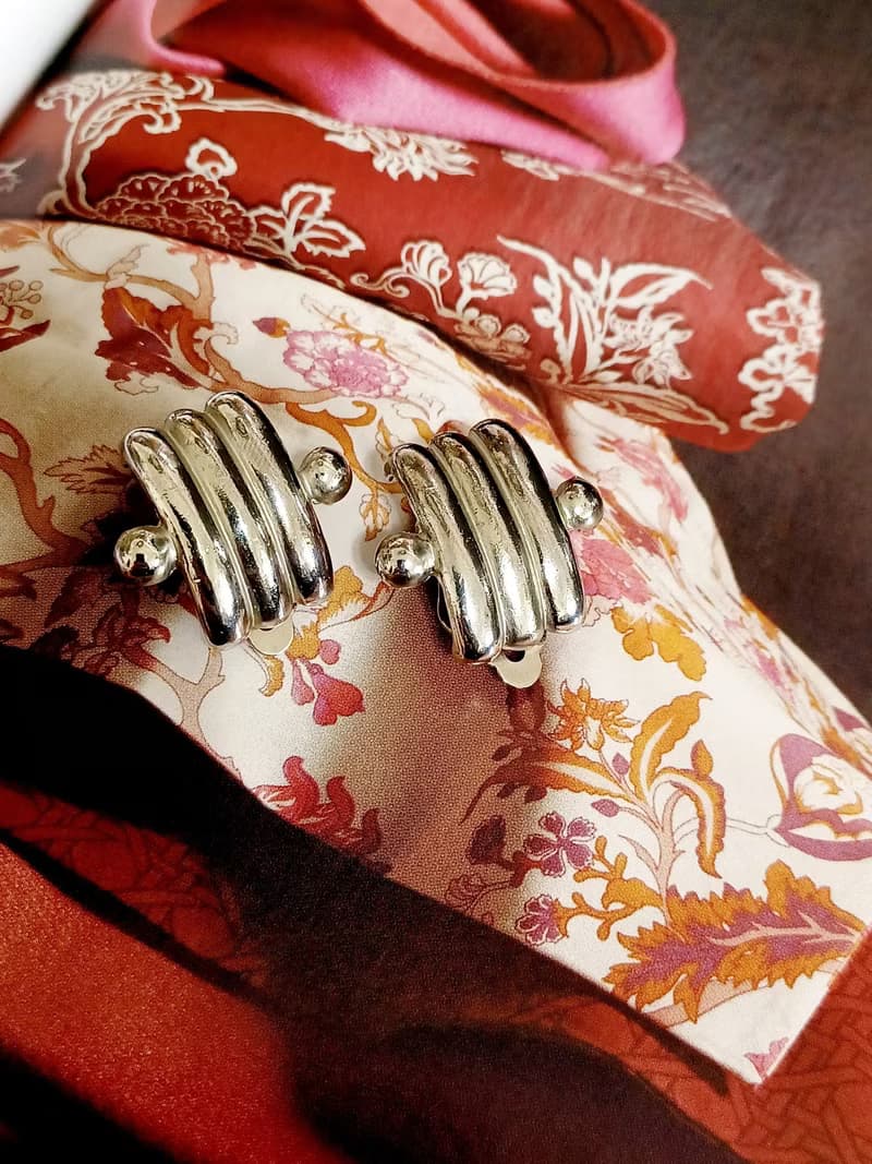 vintage jewelry  典雅低調幾何造型夾式耳環