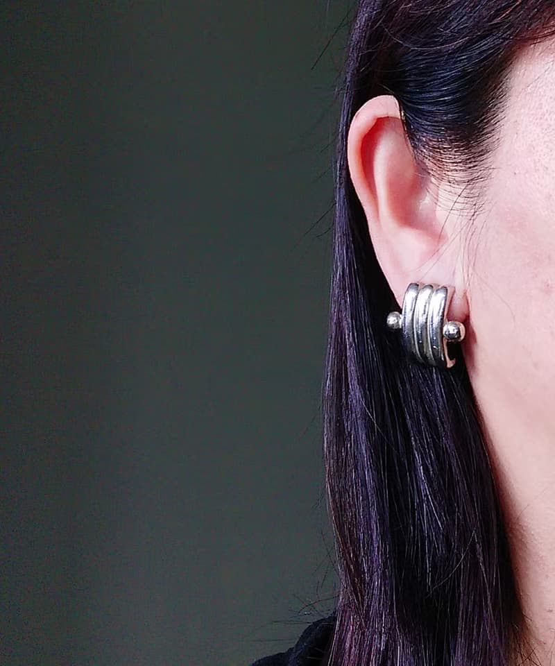 vintage jewelry  典雅低調幾何造型夾式耳環