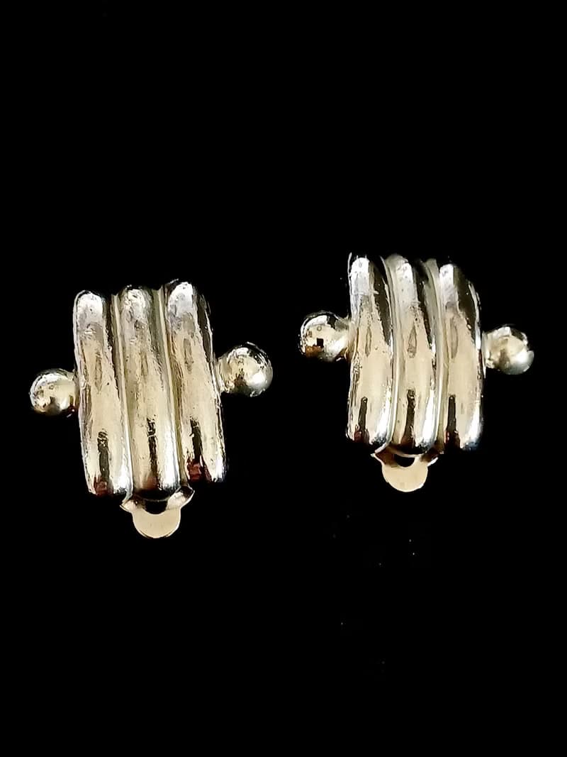 vintage jewelry  典雅低調幾何造型夾式耳環