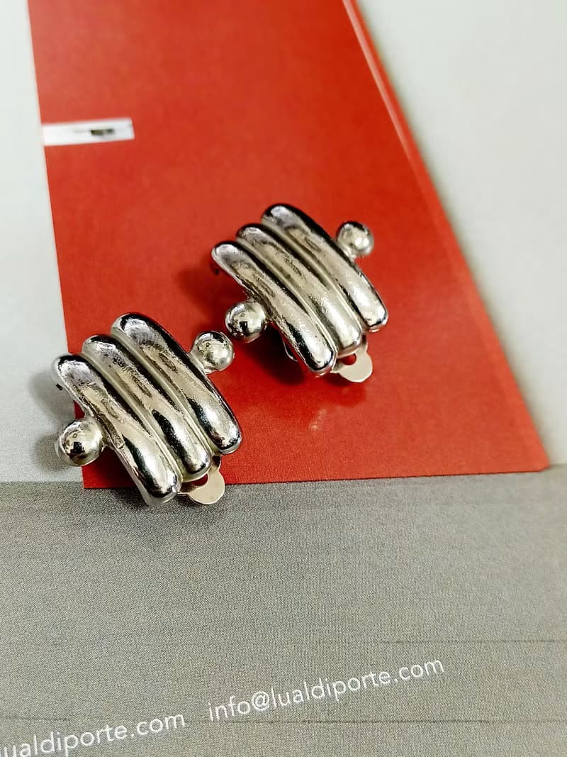 vintage jewelry  典雅低調幾何造型夾式耳環