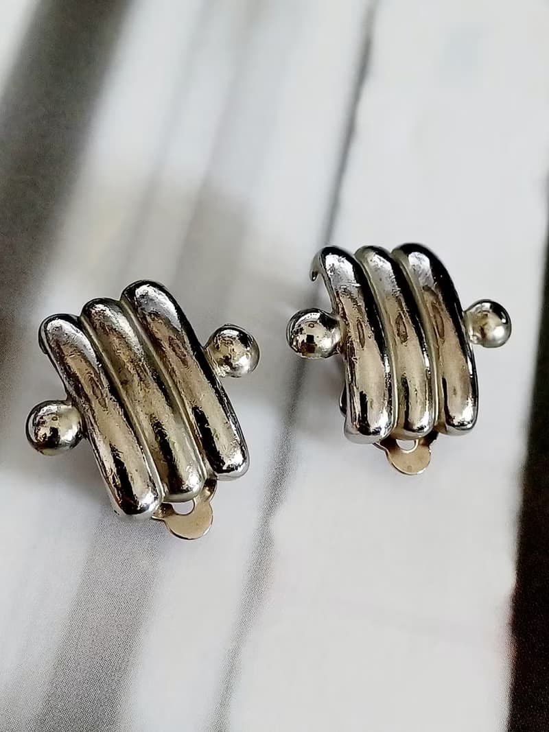 vintage jewelry  典雅低調幾何造型夾式耳環