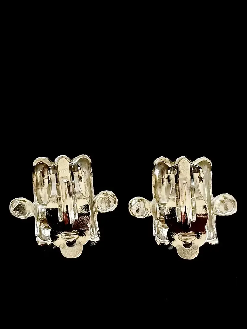 vintage jewelry  典雅低調幾何造型夾式耳環