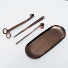 香氛蠟燭工具組 (紅古銅色) - 燭芯剪/滅燭罩/蠟燭鉤/托盤/點火器