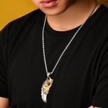 如虎添翼虎眼石 羽毛項鍊 男項鍊 個性項鍊 個性飾品 長項鍊
