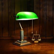 經典款 全銅大理石座手工玻璃銀行桌燈