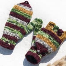 手織純羊毛針織手套/可拆卸手套/內刷毛手套/保暖手套-復古法國風