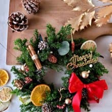 【聖誕材料包】永生雪松聖誕花圈 手作材料包+教學影片