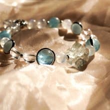 海藍寶 月亮石 月光石 螢石 白水晶 水晶 手鏈 手鍊 禮物 藍雪花