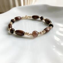 低調高級神秘感銅髮晶木珠水晶手鍊