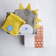 【kontex】日本今治SOF系列連帽浴巾/毛巾禮盒-恐龍款 (附提袋)