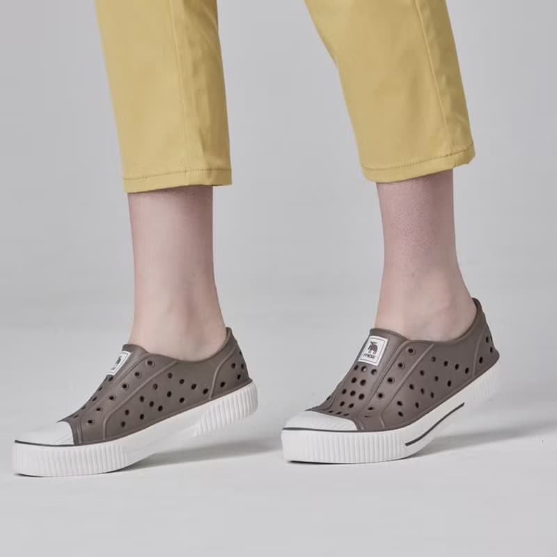 moz瑞典 駝鹿 雙色洞洞餅乾水鞋 (奶蓋巧克力) 舒適厚底-附鞋扣