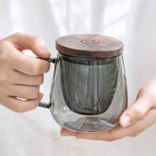 【無用日常】雅青色/簡約設計/泡茶杯/耐熱玻璃杯/茶水分離杯