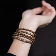 沉香6層手鏈 未時原創鶯歌綠奇楠沉香925銀泰銀疊戴手串珠女中式