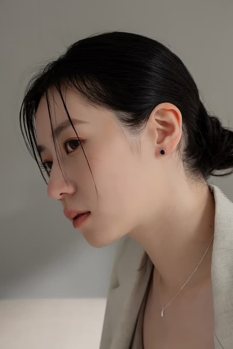 韶光。黑瑪瑙圓圈耳環