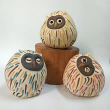 彩球貓頭鷹/陶藝品/原創