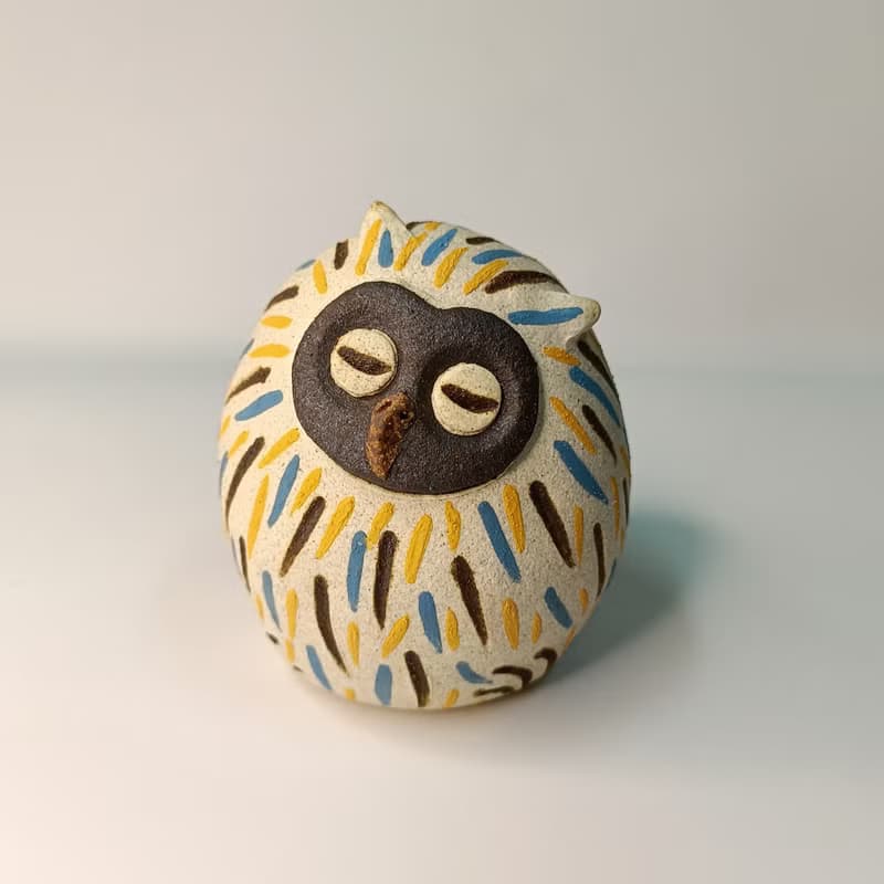 彩球貓頭鷹/陶藝品/原創