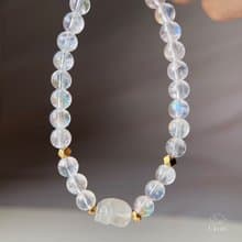 內在的聲音|馬島月光石|馬島月光貔貅|純銀鍍K金|水晶手鍊|A45-L