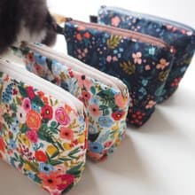 手繪風格印花布Rifle Paper Co./限量/化妝包/雜物包-小尺寸