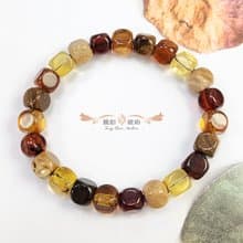 騰彪琥珀 天然琥珀蜜蠟 琥珀多寶色 小巧糖果形 經典單圈 手鍊