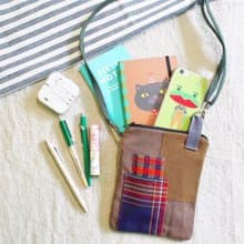 E*group 方塊拼布小物包  咖啡雙紅格