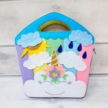 Magic unicorn house, toy unicorn clothes, little girls handbag