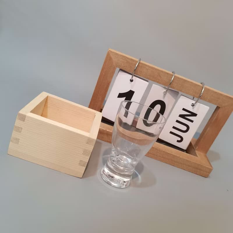 Sake Glass Gift Set|日式清酒杯創意四方小木盒套裝|雕刻