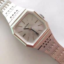 簡約內斂風格 BULOVA 寶路華 銀色 手動上鍊 女用手錶 古董機械錶