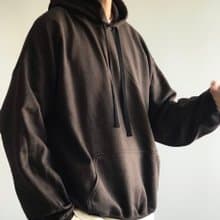 Big silhouette hoodie / choco brown / plain / hand embroidery / unisex