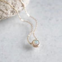 [October] Opal birthstone necklace 4mm [P108K10(OP)]