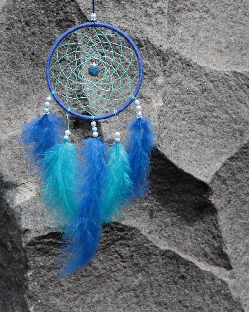 湛藍之海丨生日禮物 Handmade 編織 捕夢網 掛飾-深海藍