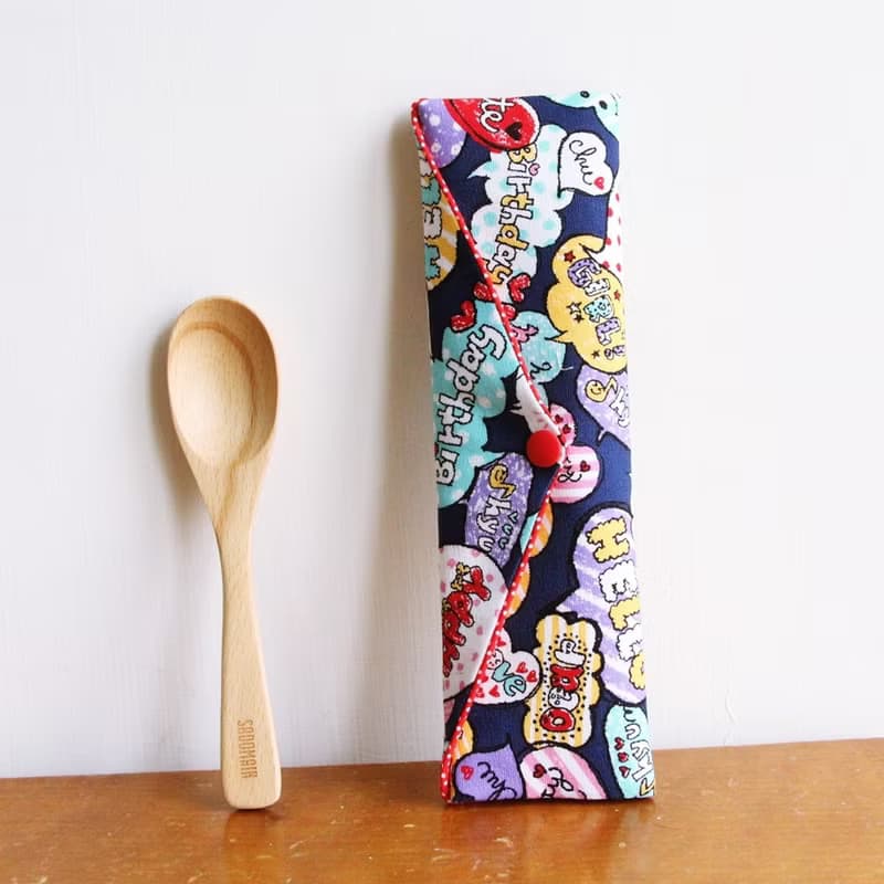 文青風環保筷袋 ~浪漫滿屋 藍 收納包.環保筷袋.手作餐具袋.交換禮物.環保