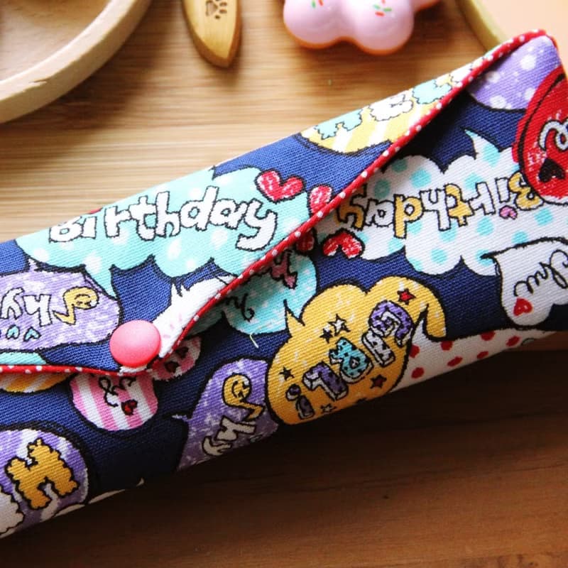 文青風環保筷袋 ~浪漫滿屋 藍 收納包.環保筷袋.手作餐具袋.交換禮物.環保