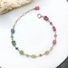 VIIART。甜糖塊。碧璽原石14KGF/14K注金包金彩虹色手鍊