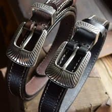 美式復古頭層牛皮 / 手工針扣牛仔皮帶 / 2.5CM植鞣純牛皮腰帶