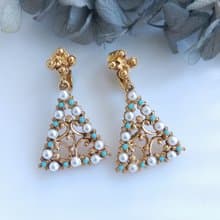 Vintage Jewelry 西洋古董飾品 FLORENZA 細緻三角繞珠 夾式耳環