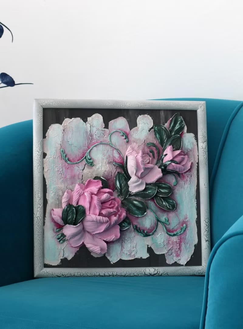 Roses, sculptural painting, an original interior accent and a good gift idea.