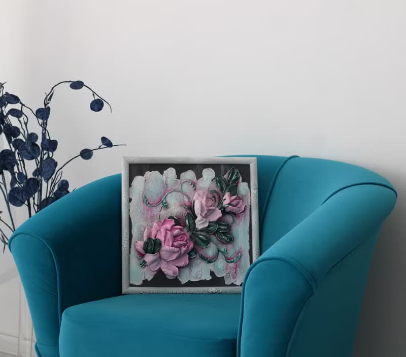Roses, sculptural painting, an original interior accent and a good gift idea.