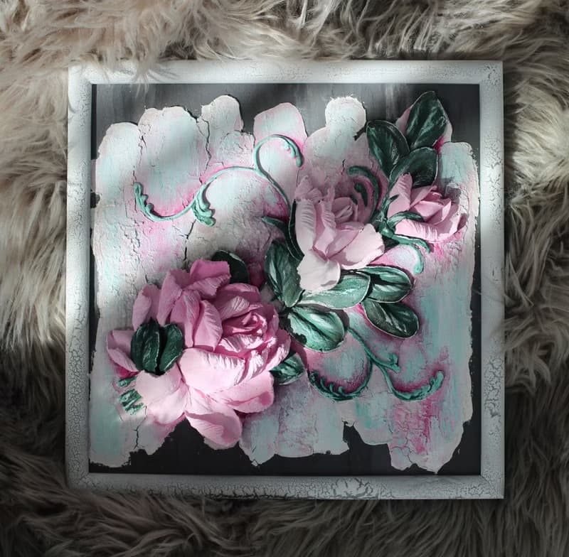 Roses, sculptural painting, an original interior accent and a good gift idea.