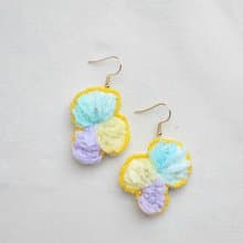 紗線耳環　cotton coral