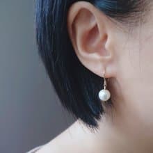 限量 - 近圓大顆淡水珍珠 8mm 14Kgf 包金耳環 | 八分圓 可改耳夾