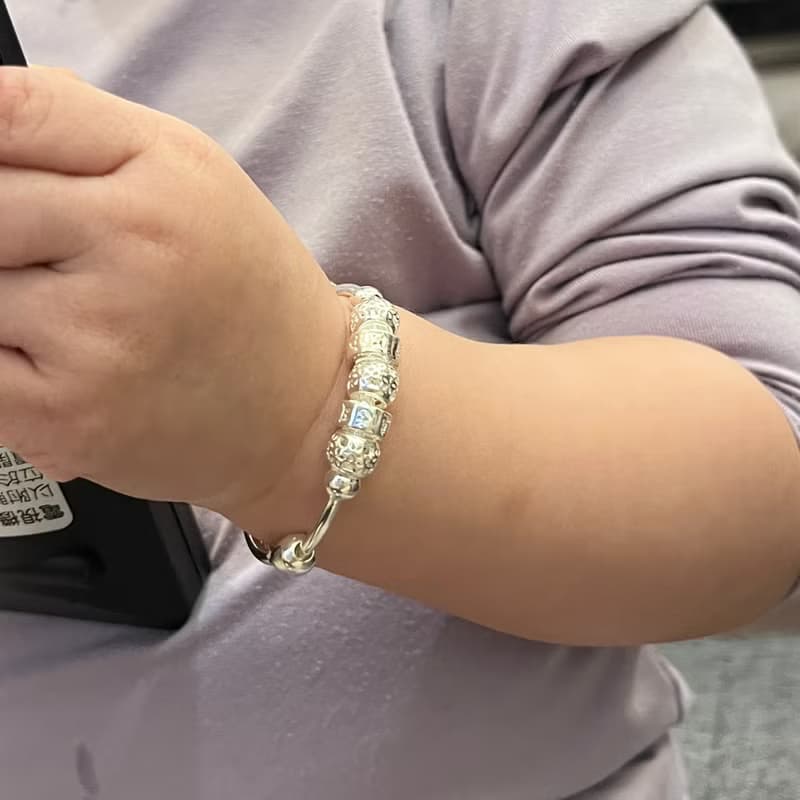 999純銀 幸運五星Baby手鐲 彌月禮物 兒童手鐲 足銀手鐲 彌月銀飾