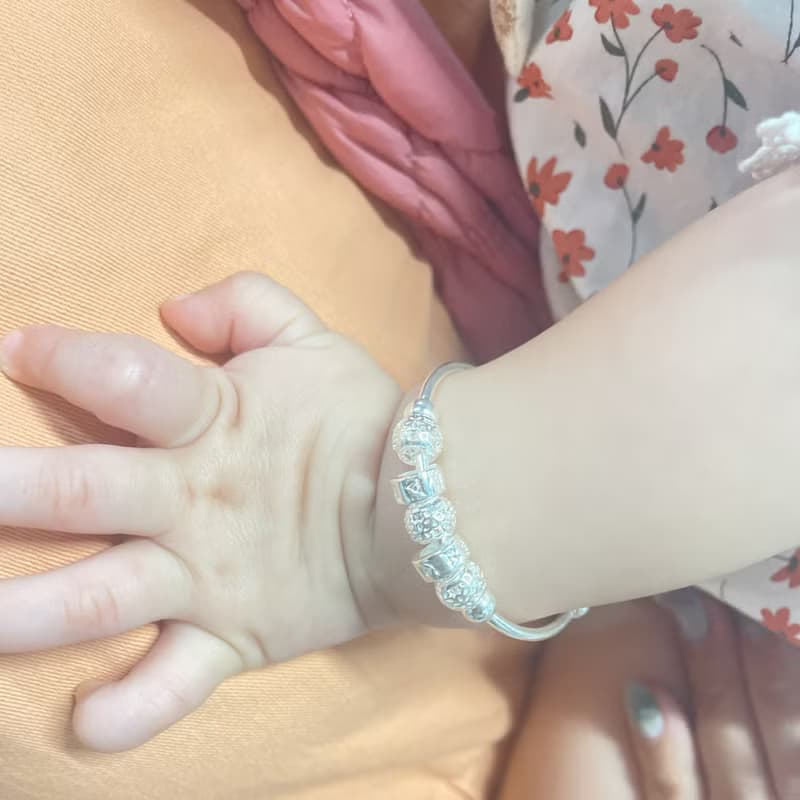 999純銀 幸運五星Baby手鐲 彌月禮物 兒童手鐲 足銀手鐲 彌月銀飾